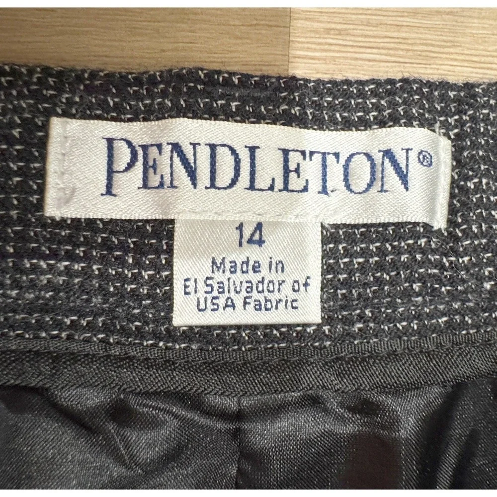Pendleton Womens Black Lined 100% Virgin Wool Work Career Tweed‎ Dress Pants 14